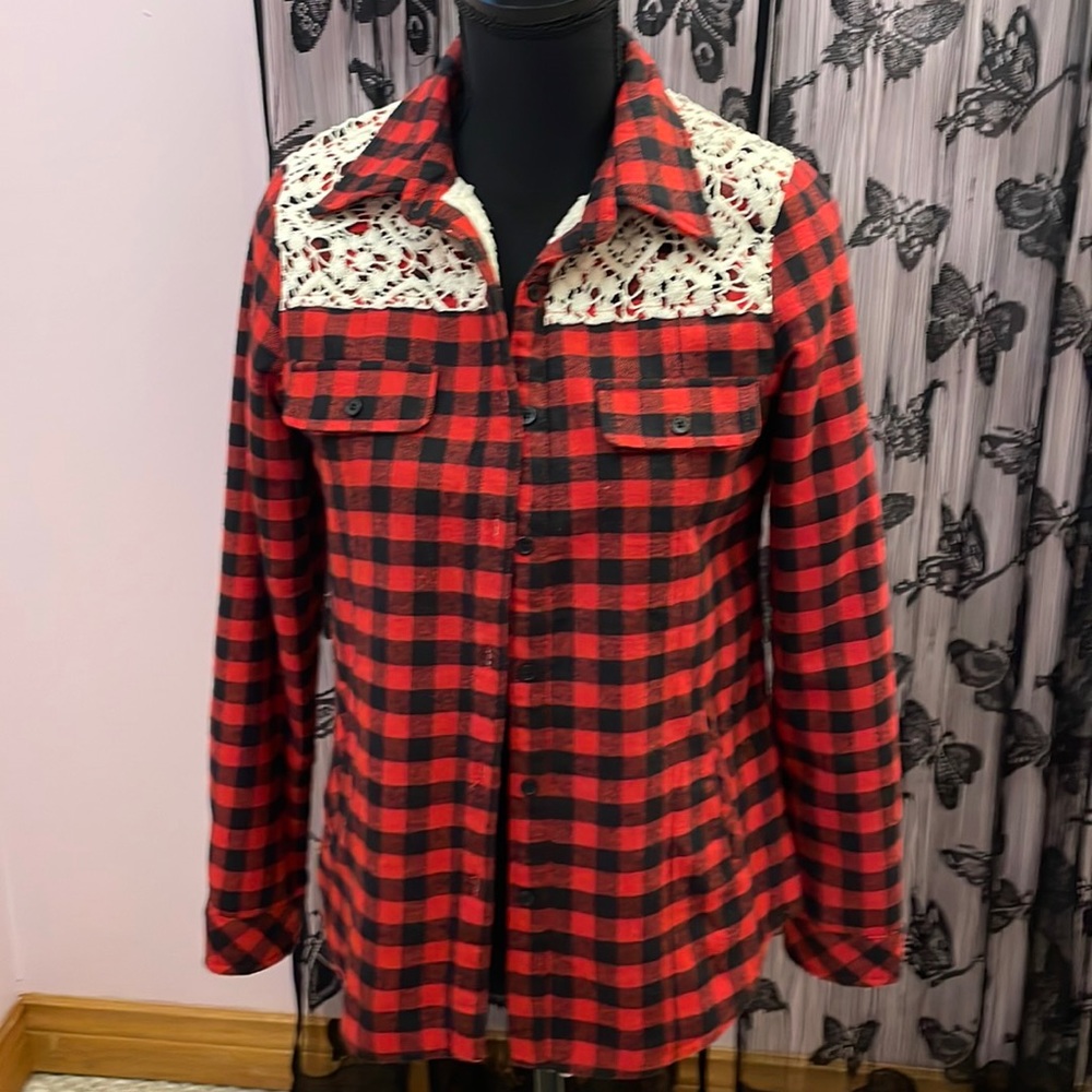 En Crème Women comfy flannel shirt size s